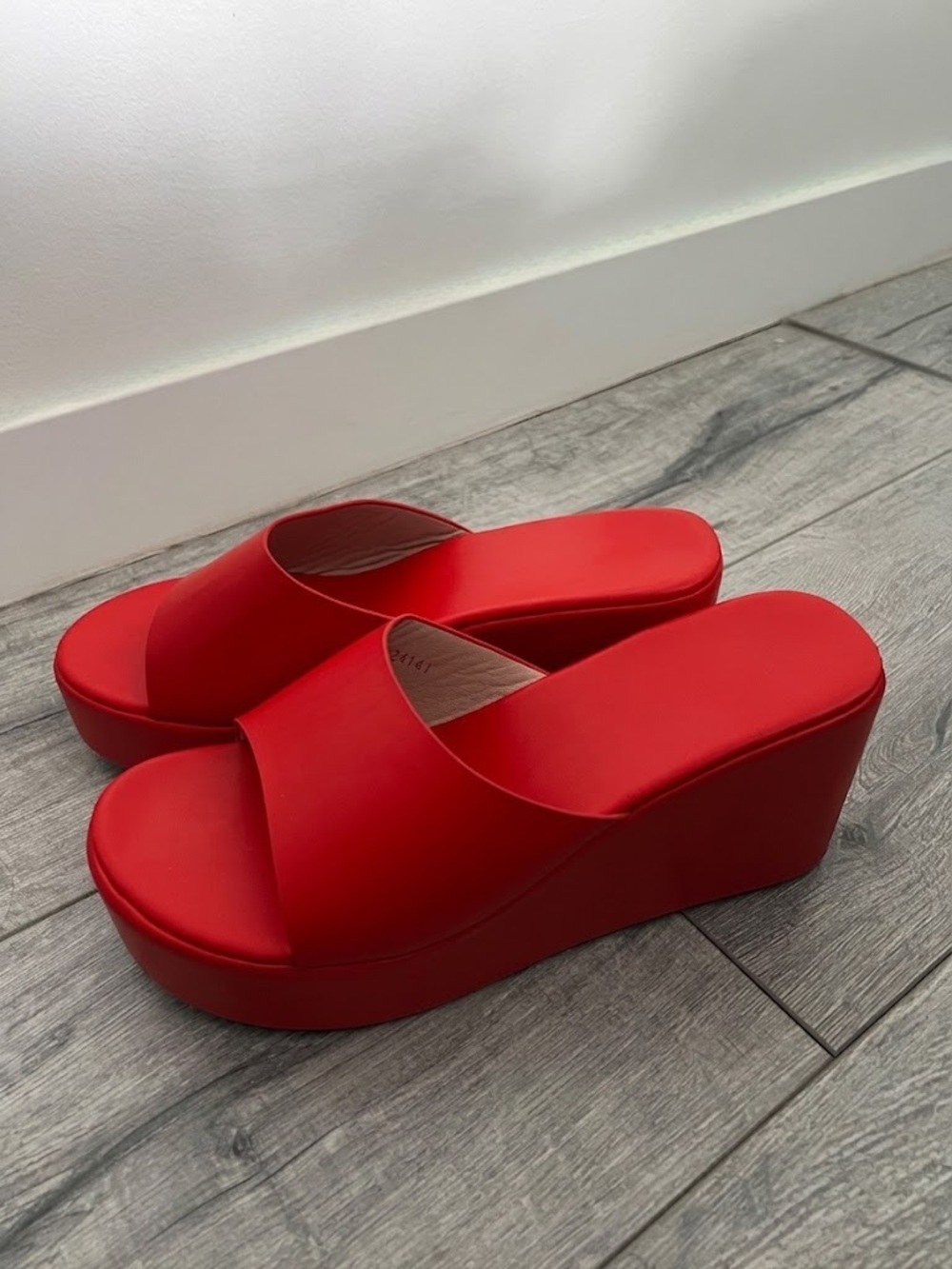 SHEIN Red Platform Slide Wedges